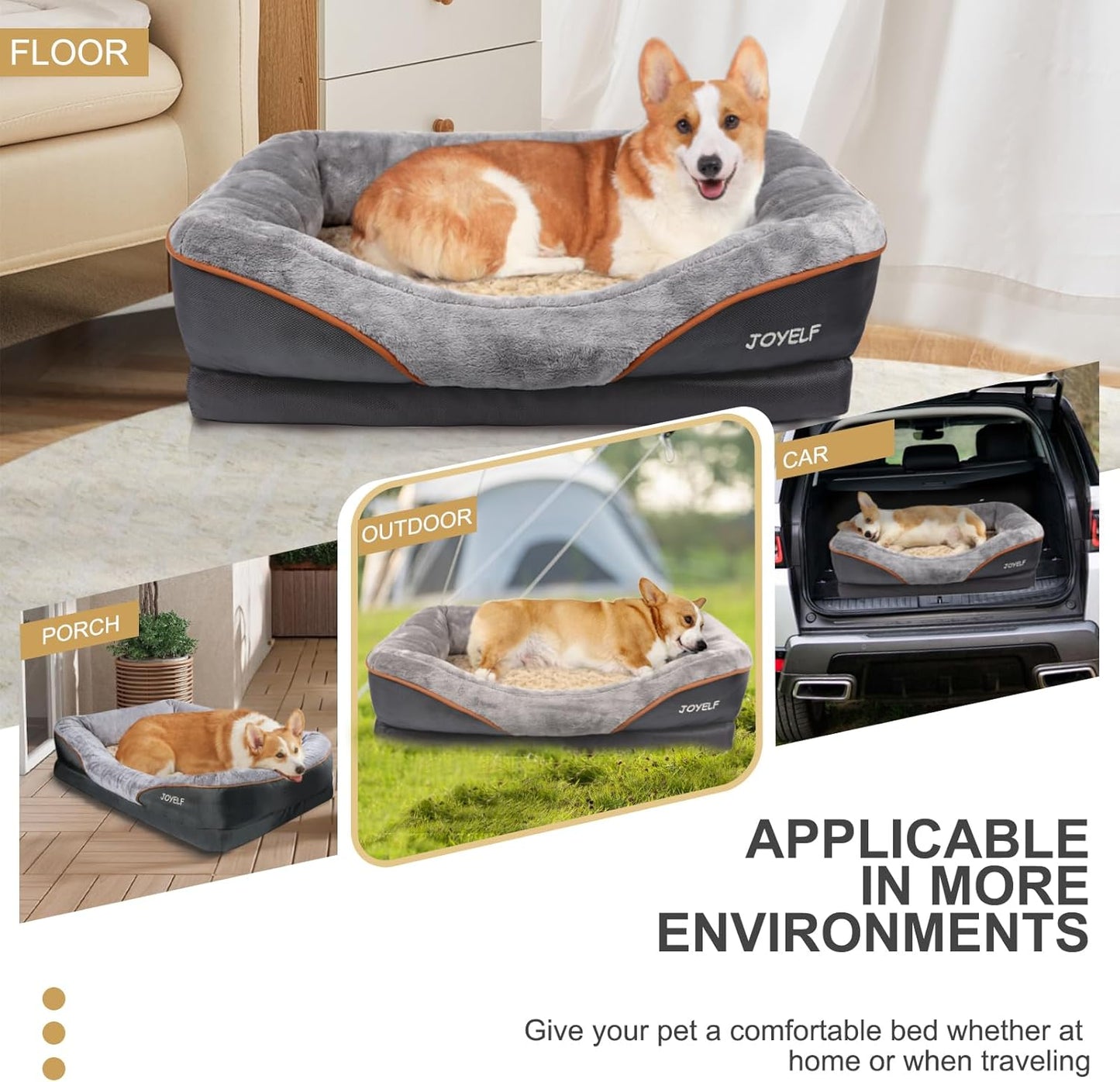 Orthopedic Large Memory Foam Dog Bed with Removable Washable Cover and Complimentary Squeaker Toy