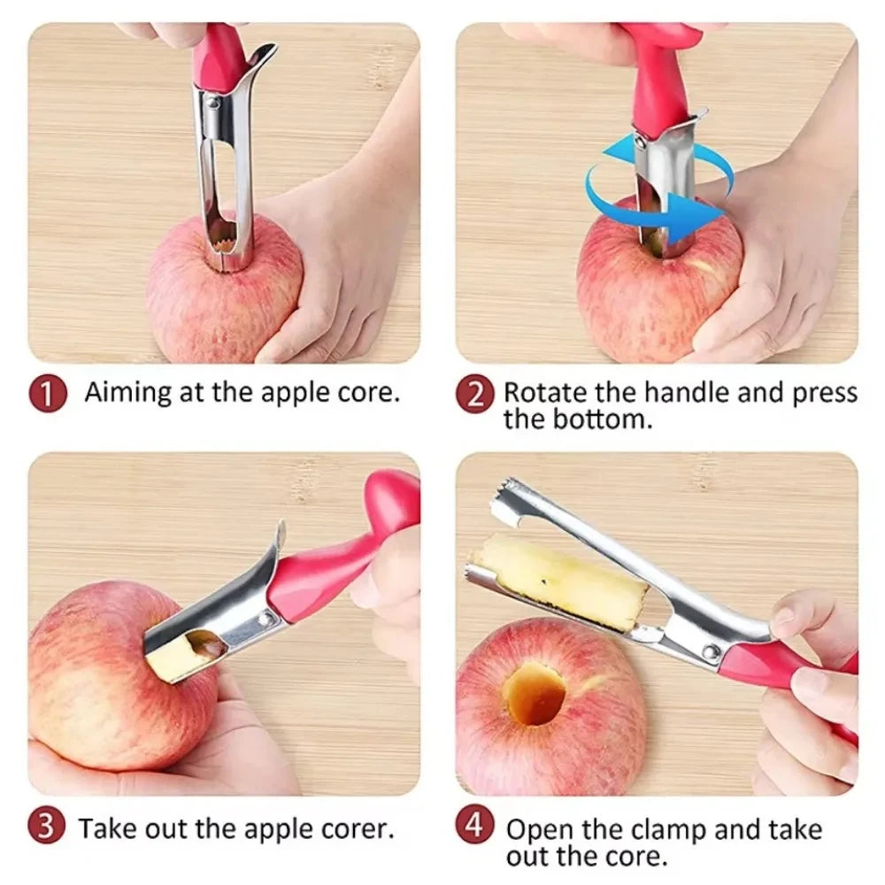 Premium Stainless Steel Apple and Pear Corer - Fruit Cutter, Seeder, and Slicer Knife for Kitchen Use