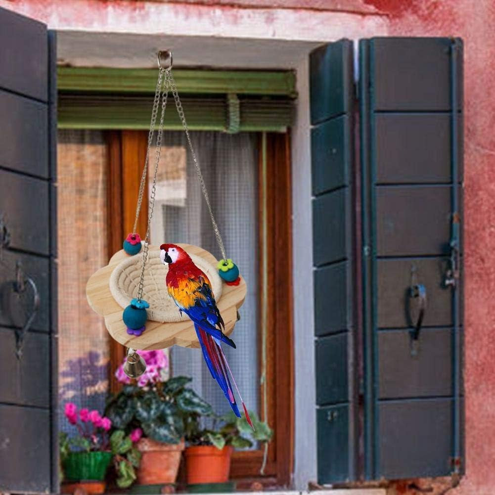 Handmade Cotton Bird Nest Swing Hammock for Parakeets, Cockatiels, Conures, Lovebirds, and Finches with Colorful Chew Toy and Bells