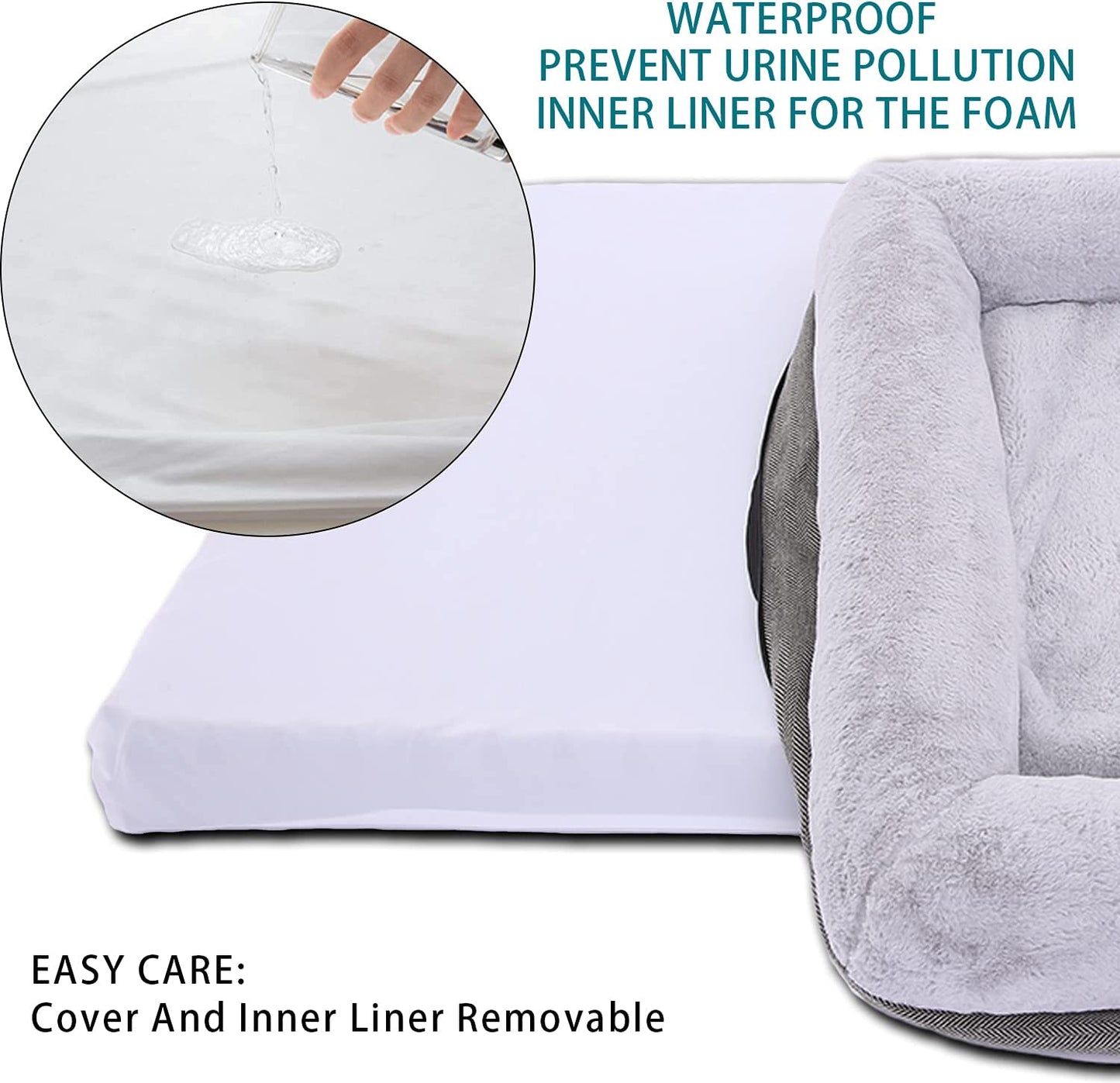 Orthopedic Medium Dog Bed with Bolster Sides, Removable Washable Cover, Non-Skid Base, Egg Foam Couch for Comfortable Sleeping, 31 x 25 Inches, Gray