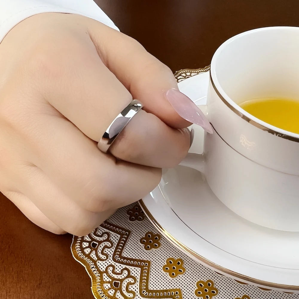 Classic 925 Sterling Silver Band Ring for Men and Women - Elegant Autumn Gift