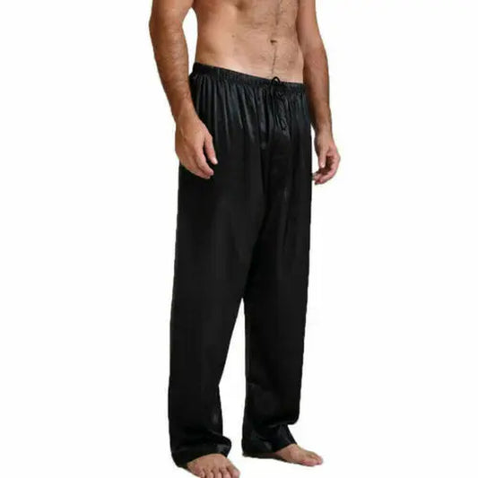 Men's Loose Silk Satin Pajama Pants - Casual Nightwear Sleep Bottoms