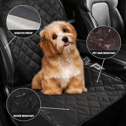 Premium Waterproof Dog Seat Covers for Cars, Trucks, and SUVs - Heavy-Duty 600D Fabric, Non-Slip Backing, Hammock Style, Black, Set of 2