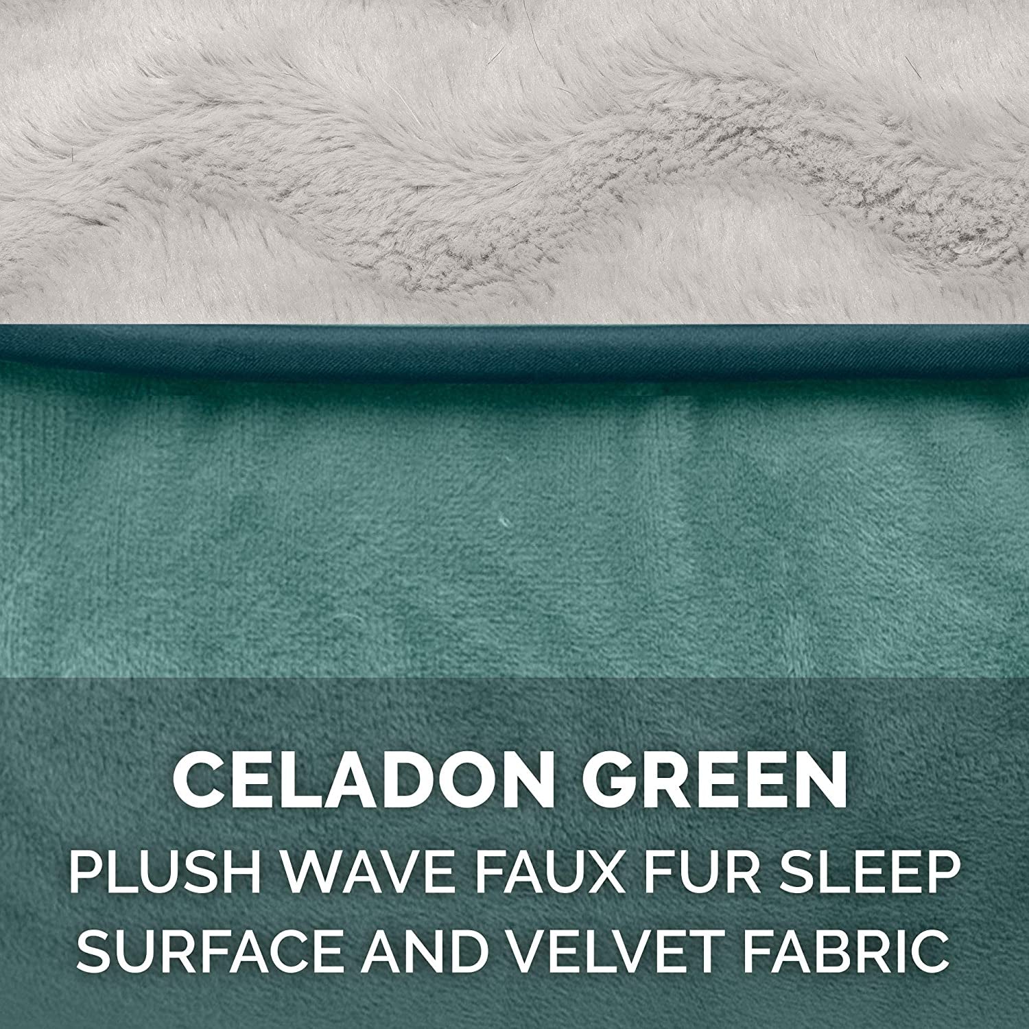 Orthopedic Small Dog Bed with Removable Bolsters and Washable Cover for Dogs Up to 20 lbs - Plush Velvet Waves in Celadon Green