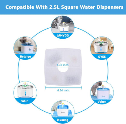 Cat Water Fountain Replacement Filters, 8-Pack for 84Oz/2.5L Fountains