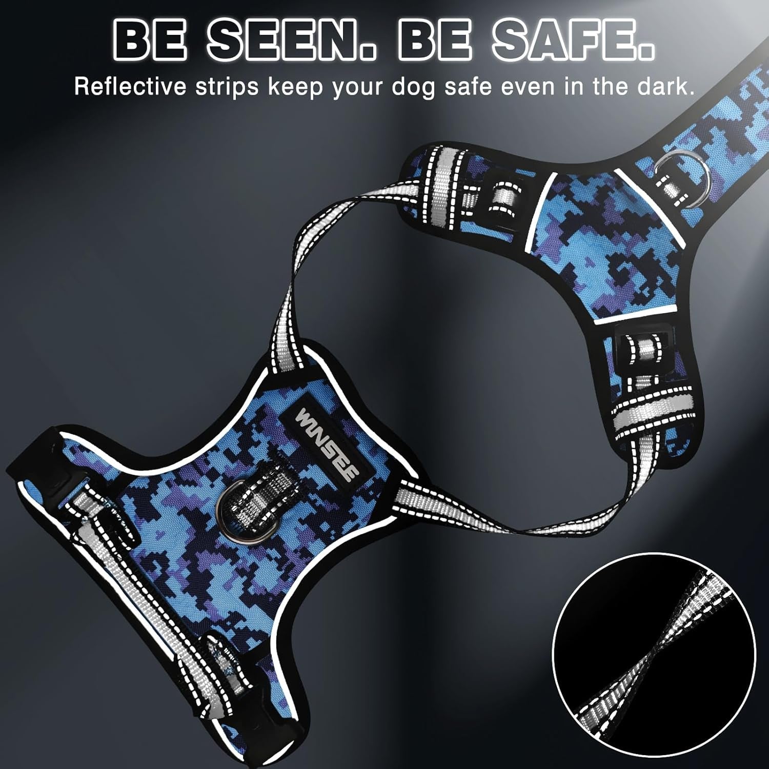 No-Pull Dog Harness with Adjustable Reflective Oxford Vest and Collar, Front/Back Leash Clips for All Dog Sizes, Easy Control Handle for Walking