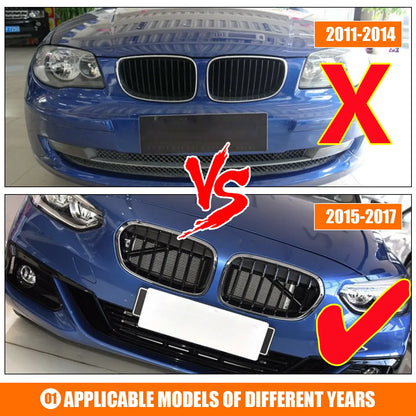 2015-2017 BMW F20 F21 120I LCI 1 Series Glossy Black Racing Grille with 2 Slats