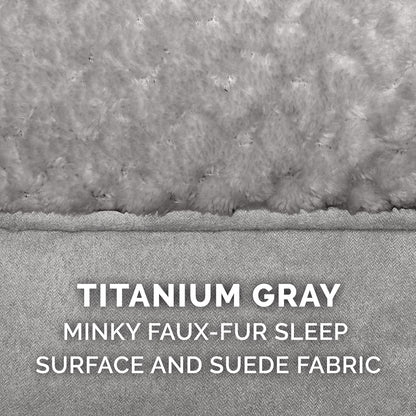 Orthopedic Dog Bed for Medium and Small Breeds with Removable Washable Cover and Pillow Cushion Top, Supports Dogs Up to 35 lbs - Minky Plush and Suede Mattress in Titanium Gray, Medium Size