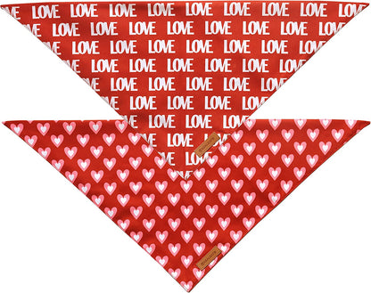 Reversible Triangle Dog Bandanas - 2 Pack for Medium and Large Dogs, Premium Durable Fabric, Ideal for Mother's Day and Valentine's Day