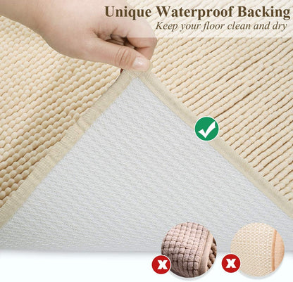 Cat Litter Mat - 31" x 20" Waterproof Litter Trapping Rug, Soft and Machine Washable, Beige