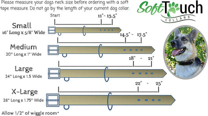 Premium Genuine Leather Padded Dog Collar - Large Brown, 24" Length x 1.5" Width, Fits Neck Sizes 18" to 21