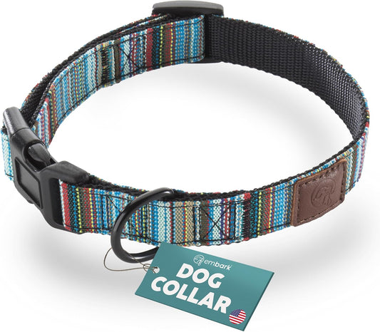 Embark Adventure Dog Collar – Stylish & Durable Nylon Dog Collars for Small Dogs, Comfortable Pet Collar, Small Dog Collars for Male & Female Dogs with Strong Buckles. Adjustable Small Dog Collars