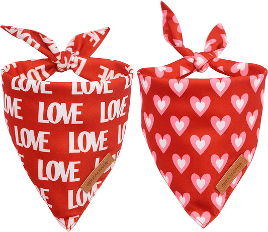Reversible Triangle Dog Bandanas - 2 Pack for Medium and Large Dogs, Premium Durable Fabric, Ideal for Mother's Day and Valentine's Day