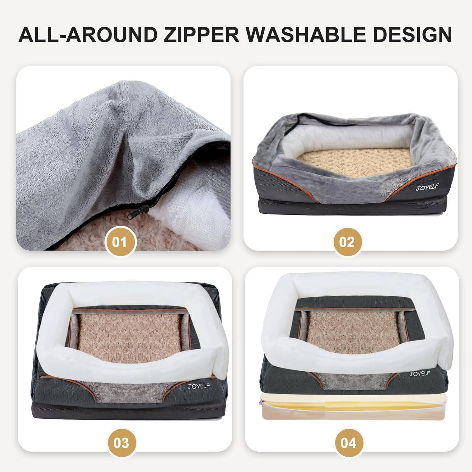 Orthopedic Large Memory Foam Dog Bed with Removable Washable Cover and Complimentary Squeaker Toy