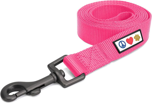 6-Foot Solid Color Dog Training Leash with Comfortable Handle - Medium/Large Size in Pink