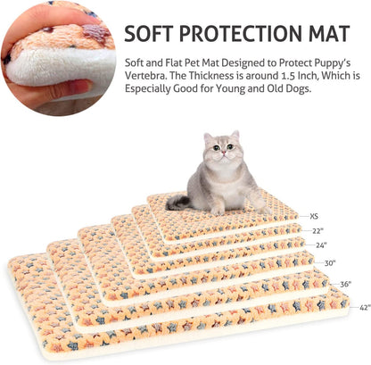 Ultra Soft Dog Crate Pad with Star Print - Washable Reversible Fleece Bed for Dogs and Cats, 21 x 12 Inch, Brown