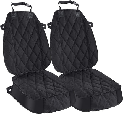Premium Waterproof Dog Seat Covers for Cars, Trucks, and SUVs - Heavy-Duty 600D Fabric, Non-Slip Backing, Hammock Style, Black, Set of 2