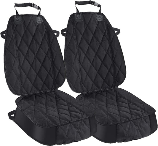 Premium Waterproof Dog Seat Covers for Cars, Trucks, and SUVs - Heavy-Duty 600D Fabric, Non-Slip Backing, Hammock Style, Black, Set of 2