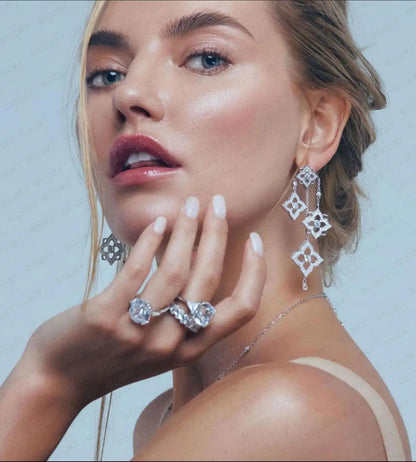 GODK TRENDY Long Tassel Statement Necklace for Women - Elegant Cubic Zirconia Bridal Jewelry Gift for Weddings and Parties