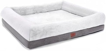 Orthopedic Medium Dog Bed with Bolster Sides, Removable Washable Cover, Non-Skid Base, Egg Foam Couch for Comfortable Sleeping, 31 x 25 Inches, Gray