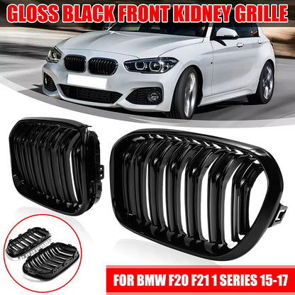 2015-2017 BMW F20 F21 120I LCI 1 Series Glossy Black Racing Grille with 2 Slats