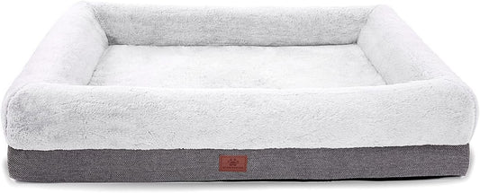 Orthopedic Medium Dog Bed with Bolster Sides, Removable Washable Cover, Non-Skid Base, Egg Foam Couch for Comfortable Sleeping, 31 x 25 Inches, Gray