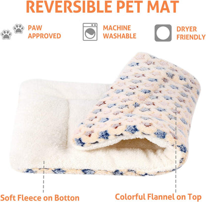 Ultra Soft Dog Crate Pad with Star Print - Washable Reversible Fleece Bed for Dogs and Cats, 21 x 12 Inch, Brown