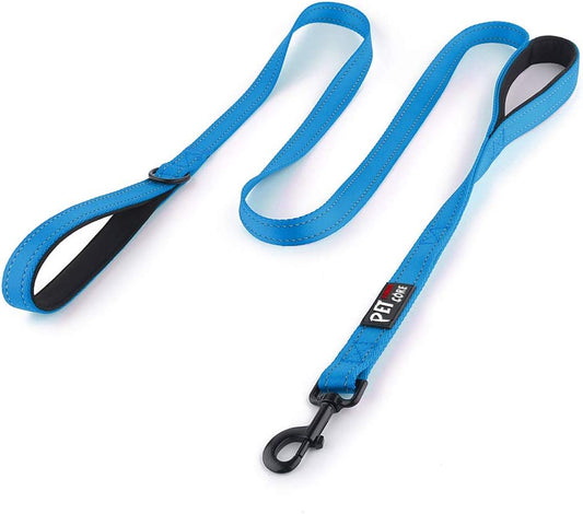 6Ft Heavy Duty Dog Leash with Padded Traffic Handles, Reflective Design for Enhanced Control and Safety Training, Ideal for Large and Medium Dogs (Light Blue)