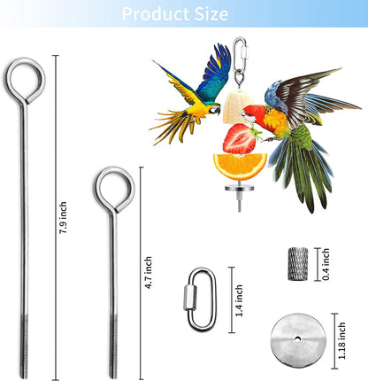3-Piece Stainless Steel Bird Food Holder and Feeder Toy for Small Animals, Ideal for Parrots, Cockatoos, and Cockatiels