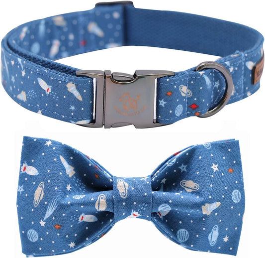 Elegant Bowtie Dog Collar - Adjustable Cotton and Webbing Design for Small, Medium, and Large Dogs and Cats