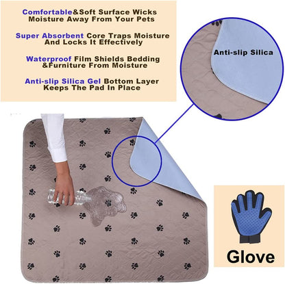 Premium Washable Puppy Pads - Reusable, Highly Absorbent, Waterproof Large Dog Pee Mat for Bedding