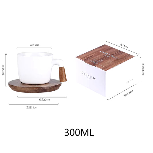 Japanese-Inspired Ceramic Tea Set with Wooden Handle and High Borosilicate Glass Teapot - Heat Resistant and Transparent