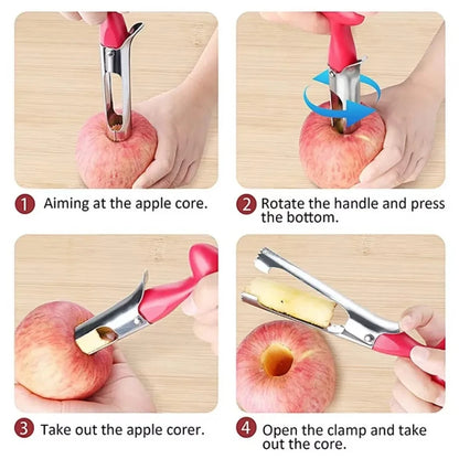 Premium Stainless Steel Apple and Pear Corer - Fruit Cutter, Seeder, and Slicer Knife for Kitchen Use