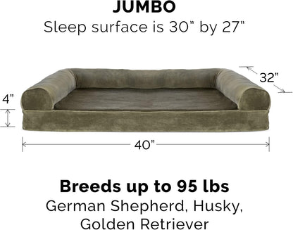 Jumbo Dark Sage Faux Fur & Velvet Replacement Dog Bed Cover, Machine Washable